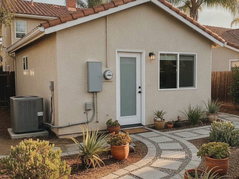Small finished building with a window and separate exterior door